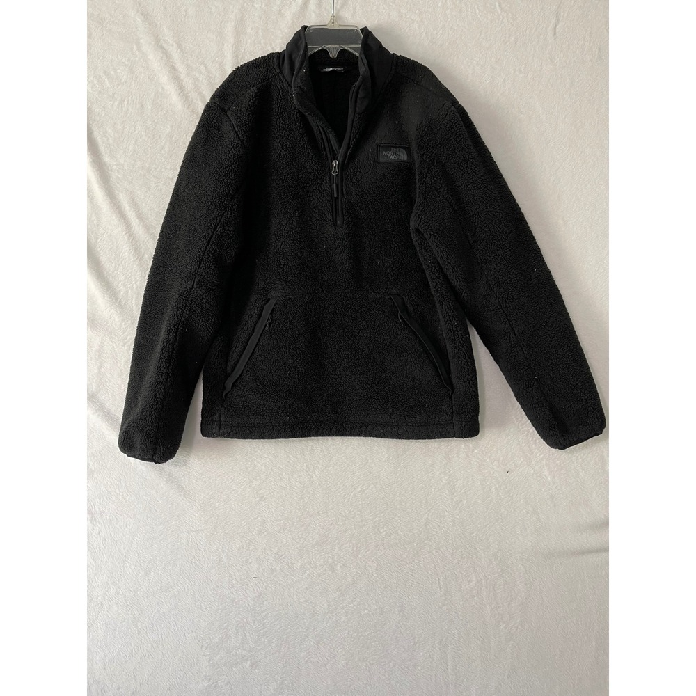 The North Face Mens Black Sherpa Fleece Quarter Zip Pullover Jacket Size Medium